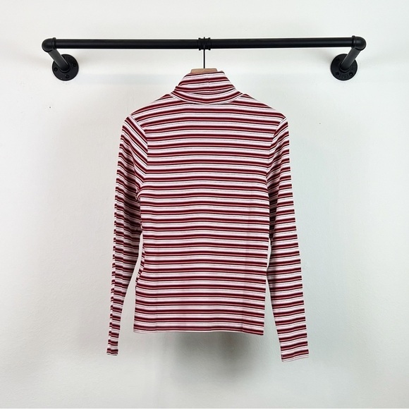 NWT Levi’s Ellie Fine Ribbed Striped Turtleneck Top Pink/White - Picture 4 of 5